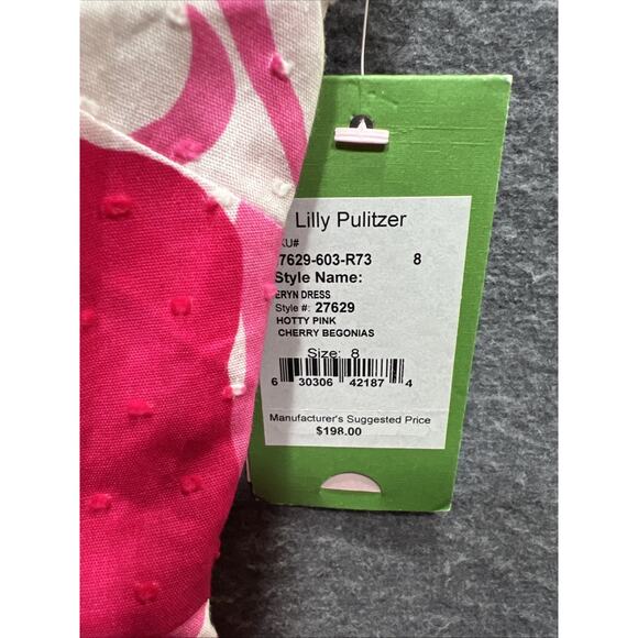 Lilly Pulitzer "Eryn Dress" Hotty Pink Cherry Begonias Size 8 NWT $198 Value - Picture 9 of 15